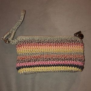 The Sak Striped crochet wristlet